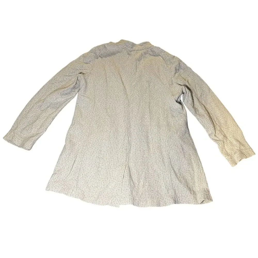 Eileen Fisher Womens Gray Textured Long Jacket Snap Front Large‎ Cardigan Blazer